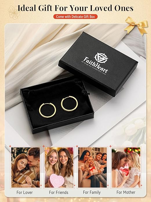 FaithHeart Sterling Silver Hoop Earrings for Women, Hypoallergenic Huggie Hoop Earrings Lightweight Small Cartilage Earrings Hoop Earring Dainty Everyday Earrings 6/8/10/12/14/15/16/18/20mm