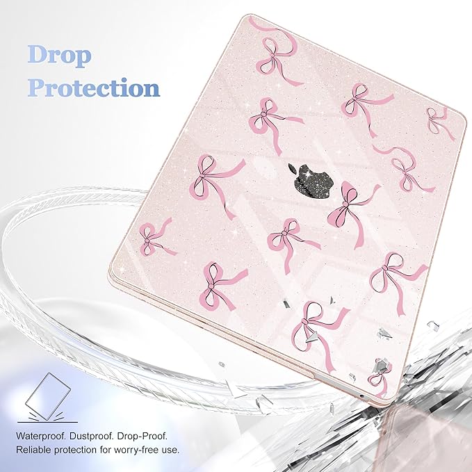 May Chen Case for MacBook Pro 13 inch M2 2023,2022,2021,2020 A2338 M1 A2251 A2289, Plastic Hard Shell Case for MacBook Pro 13" with Touch Bar Fits Touch ID, Sakura Pink Glitter Bow