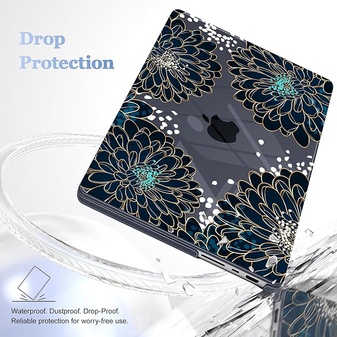 for MacBook Pro 16 inch Case 2021 2022 2023 2024 Release A3186 A3403 M4 A2991 M3 A2780 M2 A2485 M1 Pro/Max, Hard Shell Case with Screen Protector & Keyboard Cover, Luxury Floral