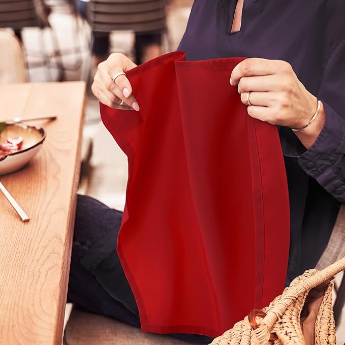 Utopia Home [24 Pack, Red] Cloth Napkins 20x20 Inches, 100% Polyester Hemmed Edges, Washable and Reusable Ideal for Parties, Weddings and Dinners