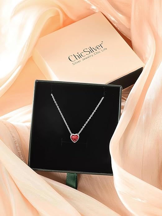 ChicSilver 925 Sterling Silver 12 Months Sparkling Round Cut Created Birthstone Pendant Necklace, 16 Inch Rolo Chain