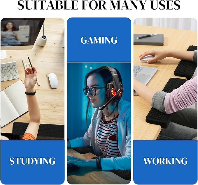 MABOZOO L-Shaped Desk Wrist Elbow Rests, 2PCS Memory Foam Elbow Support Padding with Non-Slip Bottom, Ergonomic Wrist Cushions for Table or Desk Edge