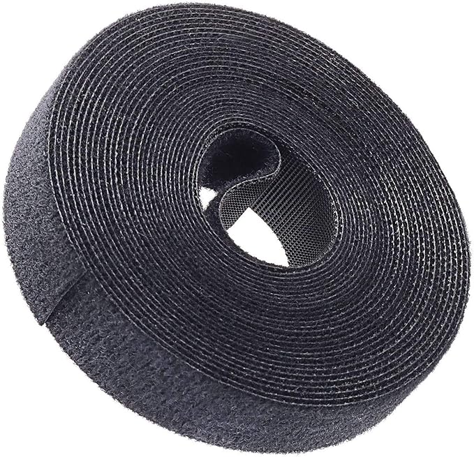 Reusable Fastening Tape Cable Ties 3/4 Inch Double Side Hook Roll (5 Yard, Black Upgraded Version)