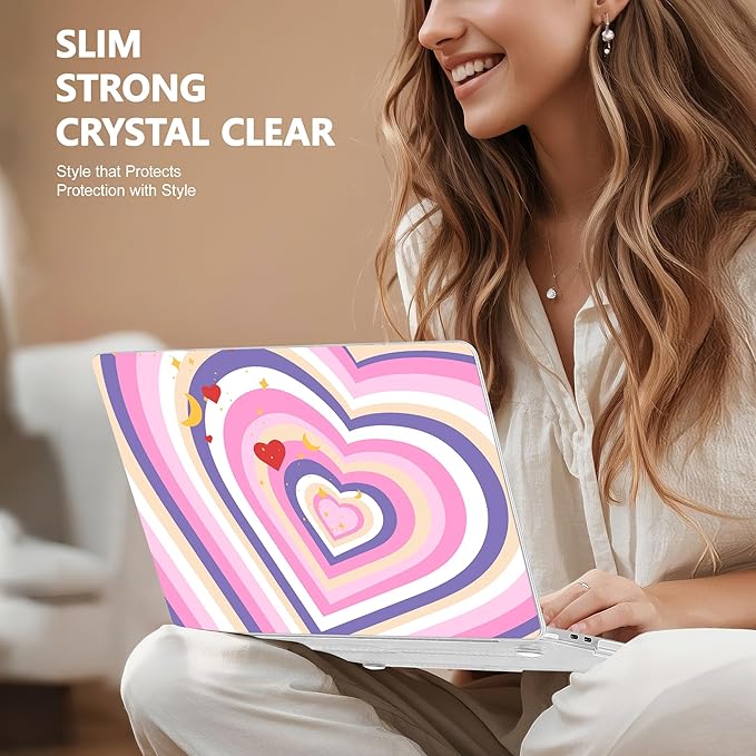Case for MacBook Pro 13 inch with/Without Touch Bar (2016-2022, M2 A2338 M1 A2289 A2251 A2159 A1989 A1706 A1708), Hard Shell + Keyboard Cover + Dust Plug, Wildflower Heart