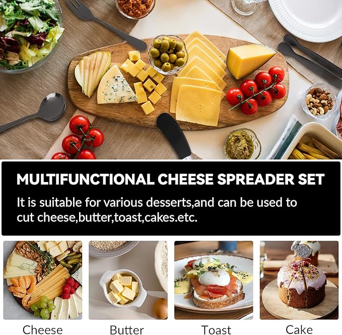Charcuterie Accessories(25 Psc), Cheese Spreaders For Charcuterie Board, Mini Serving Spoons, Blank Toothpick Flags, Bowl For Christmas Pastry Making, forks And Mini Serving Tongs