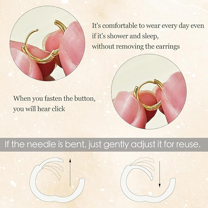 Small Gold Huggie Hoop Earrings Set for Women Men Hypoallergenic 14K Plated Stack Cartilage Earrings, Multiple Piercing Lightweight Mini Thin Cute Dainty Trendy Jewelry Set Christmas Gifts for Women