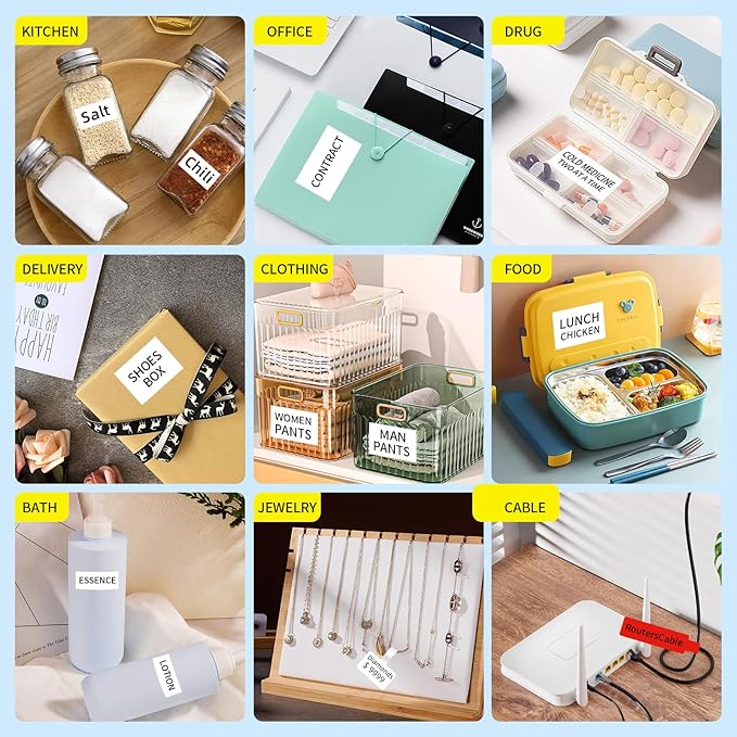 100 Pcs Cable Labels - Waterproof Wire Cord Labels, Tear Resistant Wire Label, Self Adhesive Cord Organizing Label, for Cable Management, Compatible with PUQU AQ20 Label Makers(White) 25x78mm