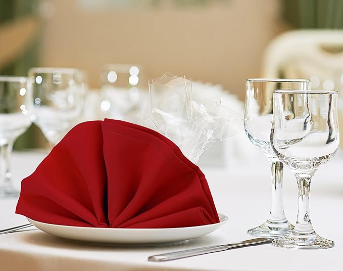Utopia Home [24 Pack, Red] Cloth Napkins 20x20 Inches, 100% Polyester Hemmed Edges, Washable and Reusable Ideal for Parties, Weddings and Dinners