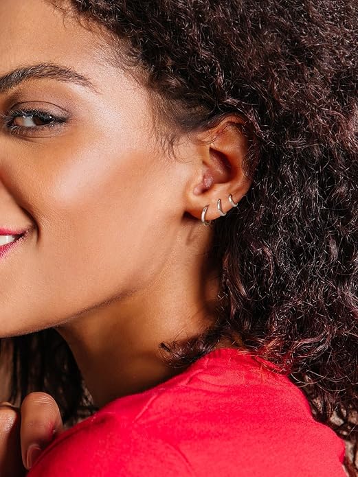 FaithHeart Sterling Silver Hoop Earrings for Women, Hypoallergenic Huggie Hoop Earrings Lightweight Small Cartilage Earrings Hoop Earring Dainty Everyday Earrings 6/8/10/12/14/15/16/18/20mm