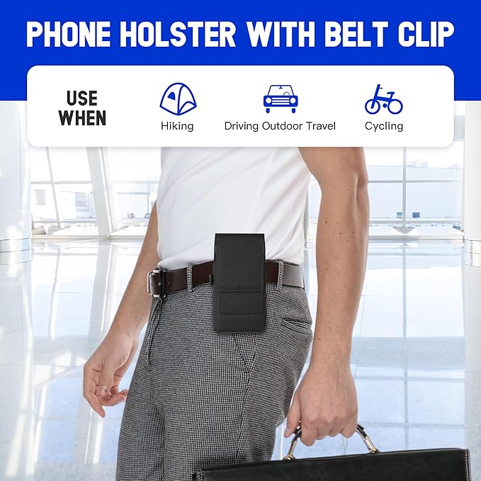 BECPLT Nylon Holster Compatible with Galaxy S25 Ultra S24/S23/S22/S21/S20 Ultra A17 A16 Motorola Moto G56 G Power Black Cell Phone Belt Holder for Men