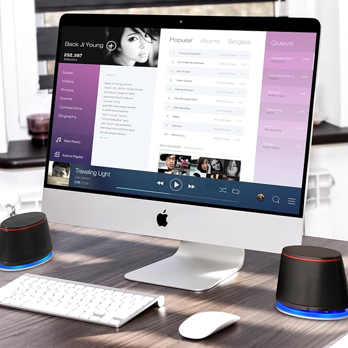 SW102 Computer Speakers, 5Wx2, Deep Bass in Small Body, Stereo 2.0 USB Powered 3.5mm Aux Multimedia Speakers, Built-in Bottom Bass Radiators, PC Laptop Desktop Speakers, Black