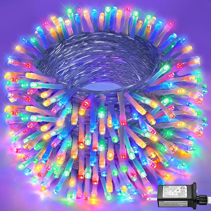 Christmas Lights Indoor, 132FT 400 LED Outdoor String Lights with 8 Modes Waterproof, Plug in Fairy Twinkle Lights Clear Wire for Bedroom Xmas Window Tree Wedding Decorations