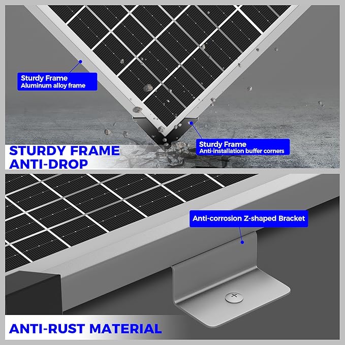 Solar Panel Kit 50W 12V, Solar Battery Trickle Charger Maintainer, Waterproof Solar Panel + Upgrade Charge Controller + Mount Bracket for Boat RV Motorcycle Marine