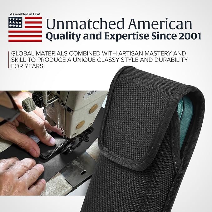 Turtleback Belt Clip for iPhone 16 Pro Max, 15 Pro Max, 14 Pro Max -Medium- Fits w/Shockproof Commuter Style Cases - Premium Black Nylon, Vertical Belt Holder Magnetic Closure, HD Rotating Clip
