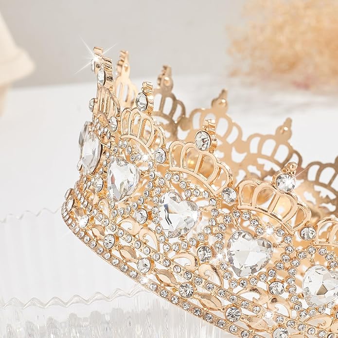 Queen Crown Wedding Rhinestone Heart Crowns and Tiaras for Women Costume Party Hair Accessories Princess BirthdayCrown Crystal Bridal Crown