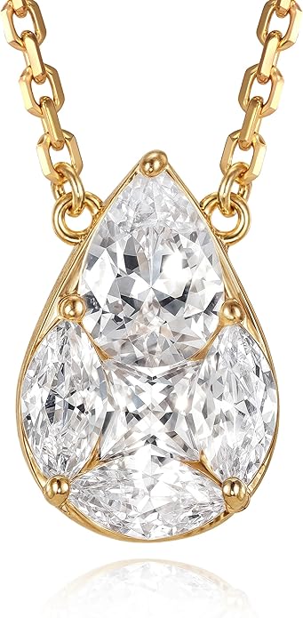 Fettero Christmas Necklace for Women Trendy 14K Gold Plated Dainty Diamond Necklace Charm CZ Clover Star Pendant Necklaces Simple Jewelry Gold Necklace for Women