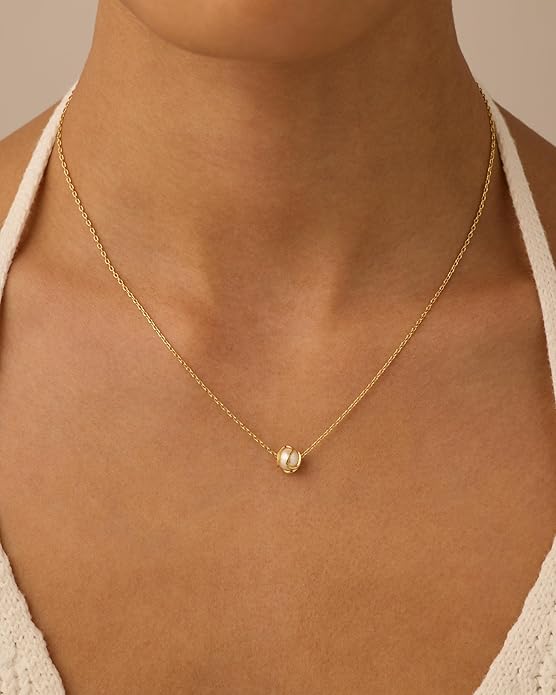 PAVOI 14K Gold Plated Round Shell Pearl Jewelry Set for Women - Gold Pearl Necklace and Earring Set with Pendant Necklace and Caged Stud Earrings Pack