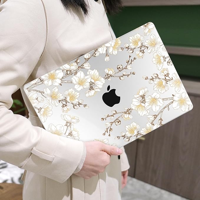 MEEgoodo Case for MacBook Air M4/M3/M2 13.6 inch 2025 2024 2022, Fit Model A3240 A3113 A2681, Compatible with MacBook Air 13 inch, Laptop Hard Shell Case with Keyboard Cover, Cherry Branches