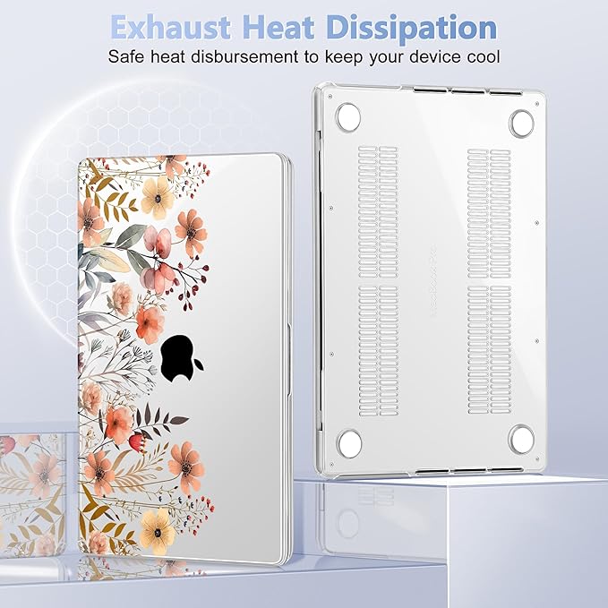 for MacBook Pro 16 inch Case 2021 2022 2023 2024 Release A3186 A3403 M4 A2991 M3 A2780 M2 A2485 M1 Pro/Max, Hard Shell Case with Screen Protector & Keyboard Cover, Watercolor Flowers