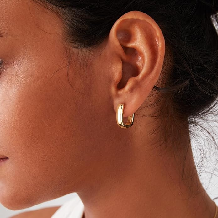 925 Sterling Silver Earrings Small Chunky Silver Earrings for Women Trendy Small Hoop Earrings Silver Hypoallergenic Earrings Small Thick Huggie Hoops Earrings for Jewelry Gifts