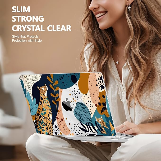 for MacBook Pro 16 inch Case 2021 2022 2023 2024 Release A3186 A3403 M4 A2991 M3 A2780 M2 A2485 M1 Pro/Max, Hard Shell Case with Screen Protector & Keyboard Cover, Leopards