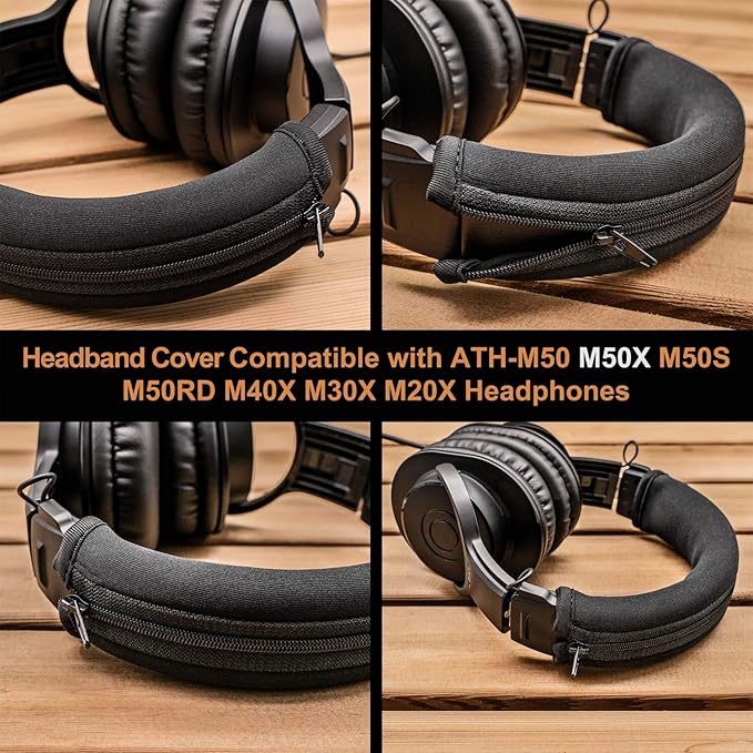 Replacement Headband Cover Compatible ATH M50X M50 M40X M40 M30X M20X Headphones (Black)