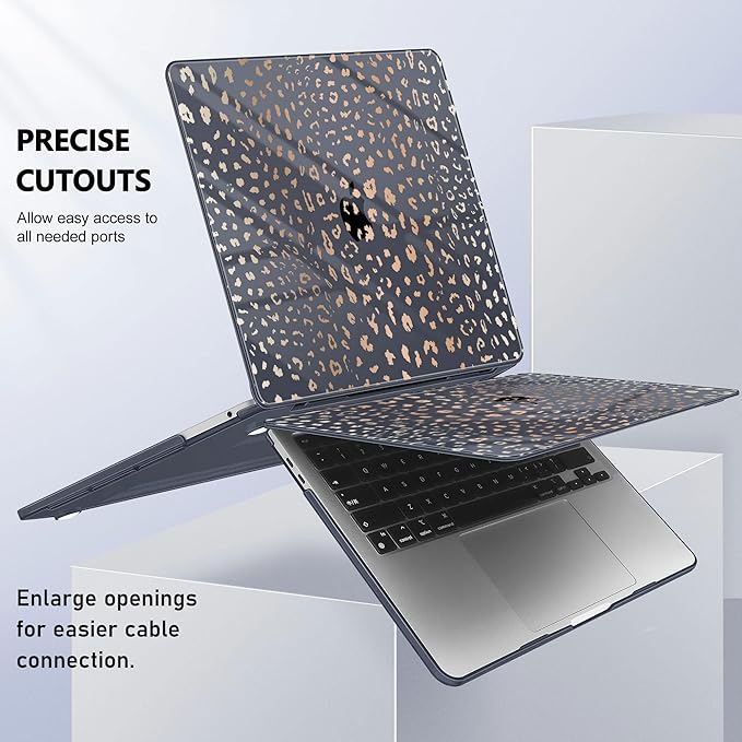 May Chen Case for MacBook Pro 13 inch M2 2023,2022,2021,2020 A2338 M1 A2251 A2289, Plastic Hard Shell Case for MacBook Pro 13" with Touch Bar Fits Touch ID, Leopard Print