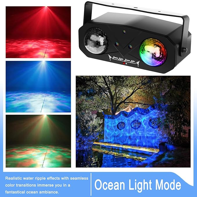 Party Lights DJ Disco Light,Disco Ball Star Projector RGB LED Strobe Lights Stage Light Sound Activated Ocean Wave Effect for Parties Club Holiday Christmas Birthday Wedding