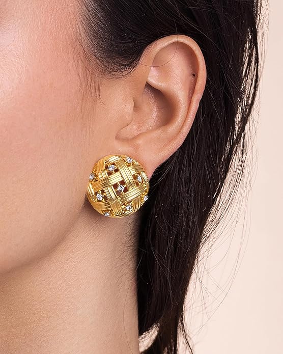 SNGIA18K Gold Plated Dangle Textured Ribbed Irregular Large Leaf Statement Earrings for Women by SNGIA, Handmade Dramatic Geometric Trendy Summer Drop Leaf Flower Jewelry Gifts, Bold Beachy Vintage Plant Fashion Drop Accessories, Vintage Nickle Free Fl...