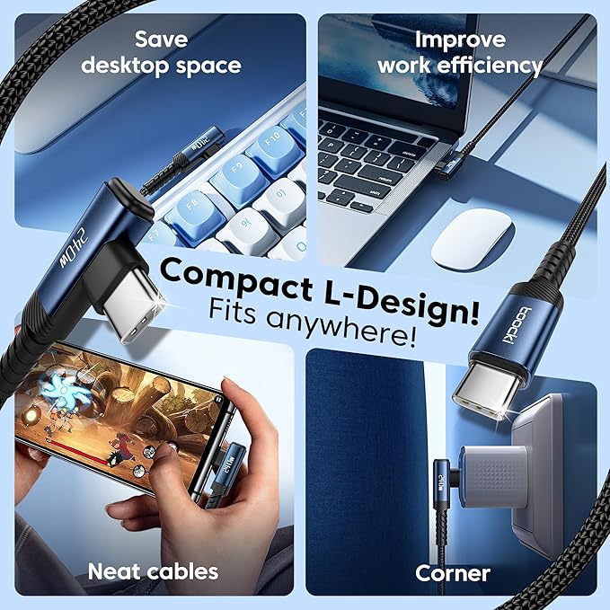 USB C Cable [2Pack, 6.6ft] 240W Fast Charging Type C Cord, Nylon Braided USB 2.0 Cable for iPhone 16 15 Pro Max, iPad Pro, Samsung Galaxy S24 S23, Switch, MacBook Pro, Pixel
