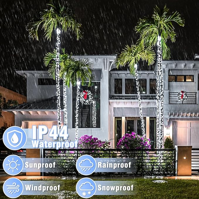 Christmas Lights Indoor, 132FT 400 LED Outdoor String Lights with 8 Modes Waterproof, Plug in Fairy Twinkle Lights Clear Wire for Home Wedding Patio House Garden Decorations