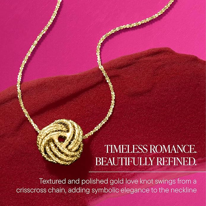 Ross-Simons 0.8mm Italian 14kt Yellow Gold Textured Love Knot Necklace, Necklace for Women, Gold Jewelry, Christmas, Birthday Gift