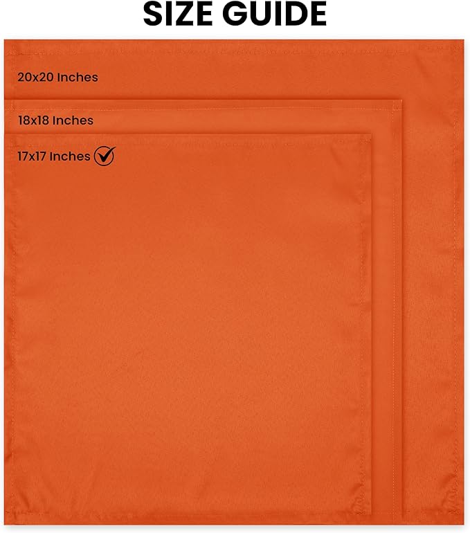Utopia Home [24 Pack, Orange] Cloth Napkins 18x18 Inches, 100% Polyester Hemmed Edges, Washable and Reusable Ideal for Parties, Weddings and Dinners