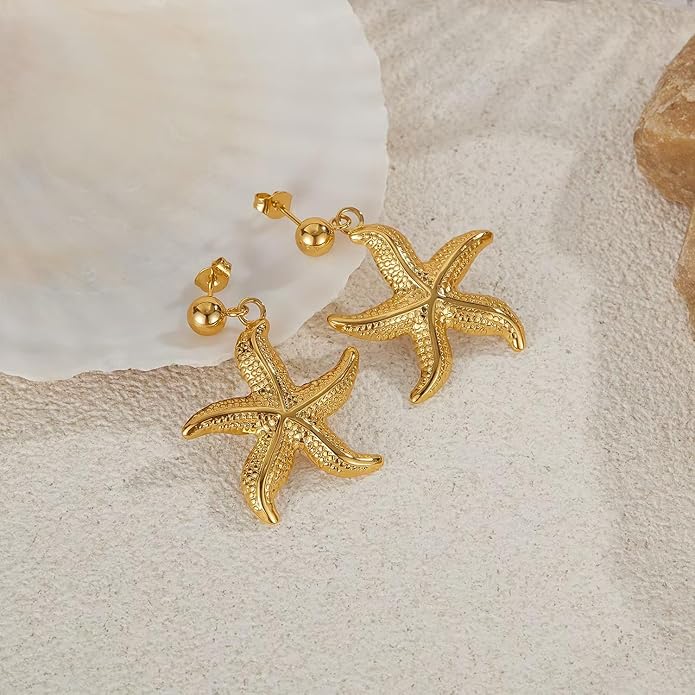 Gold Flower Statement Earrings for Women, Large Chunky Bohomian Summer Beach Floral Earring, Irregular Bold Exaggerated Earrings
