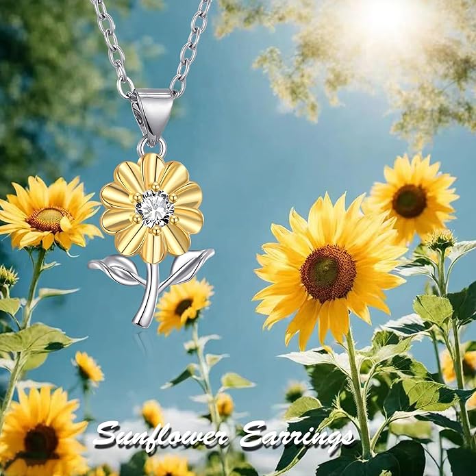 Flower Necklace Tulip/Sunflower/Daisy/Bee Pendant Necklaces Jewelry for Women Mom Gifts