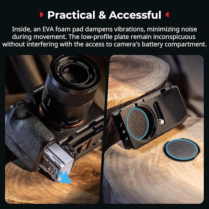 SmallRig Mount Plate for AirTag, Quick Release Camera Mount Baseplate for Arca-Type, Built-in EVA Pad, 1/4"-20 Screws, for Sony A7 III/ A7 IV/ A7C II/ A7C R/A6700 /A6400 /FX30 /FX3 /ZV-E10 II- MD5423