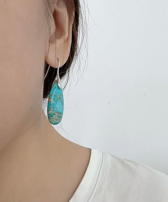 SELOVO Stone Fishhook Dangle Drop Earrings Statement Earrings for Women Stone