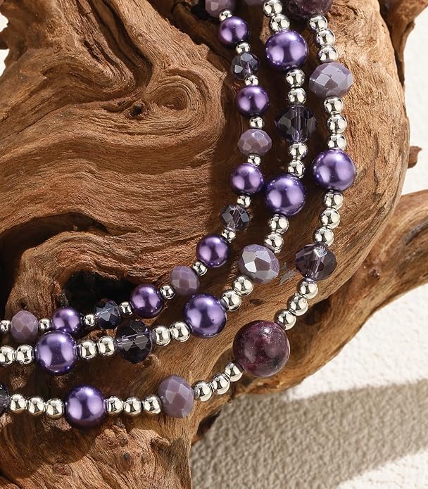 Noessla Beaded Statement Necklaces for Women Layered Chunky Bead Necklace Fashion Costume Jewelry Gifts for Mom