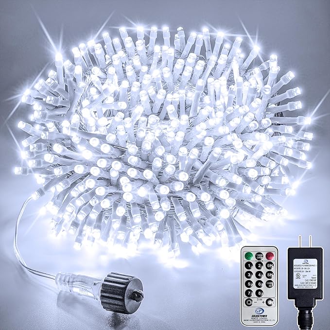 66FT 200 LED Christmas Tree Lights, Bright Cool White Outdoor Christmas String Lights for House, Fairy Lights with 8 Modes, Waterproof & Durable Indoor Outdoor Decor, Timer Included