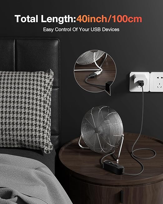 ANDTOBO USB Switch Extension Cable, (Upgraded Data + Power) USB Extension Cord with On/Off Power Switch Cable for LED Strips, iOS System, etc- 3.3 FT