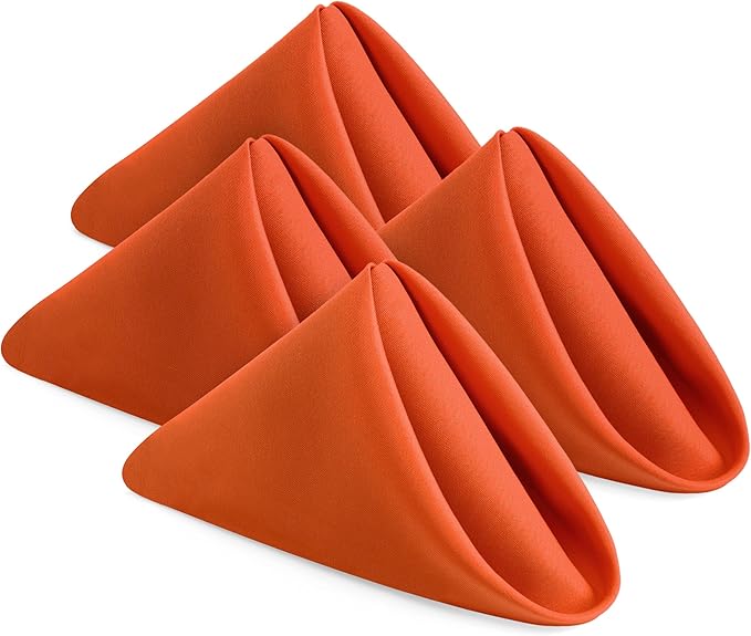 Utopia Home [24 Pack, Orange] Cloth Napkins 17x17 Inches, 100% Polyester Hemmed Edges, Washable and Reusable Ideal for Halloween, Thanksgiving, Parties, Weddings and Dinners