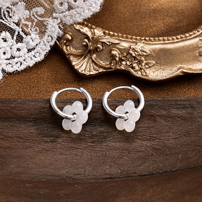 Gold Pearl Dangle Earrings for Women, 14K Gold Plated Small Pearl Drop Huggie Hoop Earrings, Hypoallergenic Dainty Gold Earrings Wedding Jewelry Gifts for Women Trendy