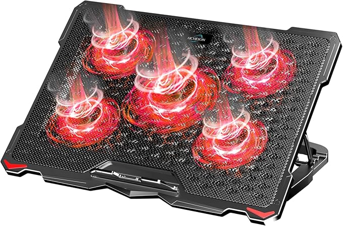 AICHESON Laptop Cooling Pad for 17.3" Notebook, Red 5 Fans