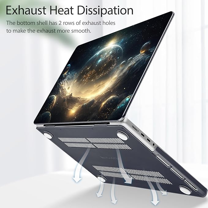 Tuiklol for M4 MacBook Pro 14 Inch Case 2024-2021 Release A3112 A3401 A3185/M3 A2918 A2992/M2 A2779/M1 A2442 Pro/Max Chip,Hard Shell Case with Screen Protector for Touch ID, Birth of Galaxy