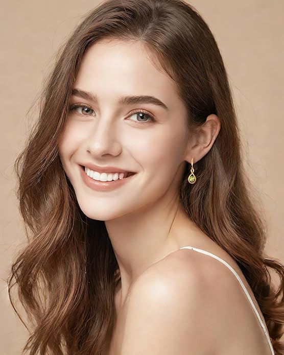FANCIME Valentines Day Gift Dangle Drop Earrings 925 Sterling Silver Dainty Infinity Round Gemstone Birthstone Jewelry Birthday Gifts for Her Women
