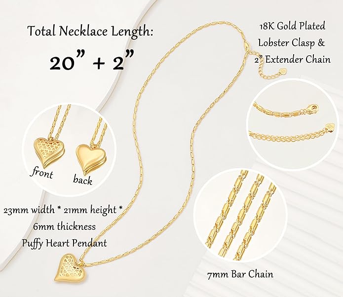 Aobei Pearl 18K Gold Plated Moon Star Lion Evil Eye Love Heart Cross Pendant Necklace Medallion Paperclip Chian Choker Layering Jewery for Women