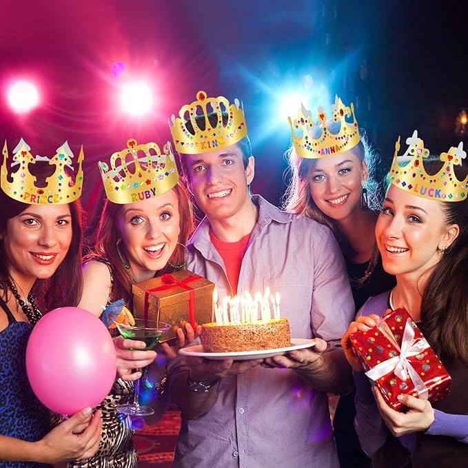 Gold Paper Crowns, Diy Birthday King Crowns Craft to Decorate, Paper Prince Princess Crown Hats for School Classroom