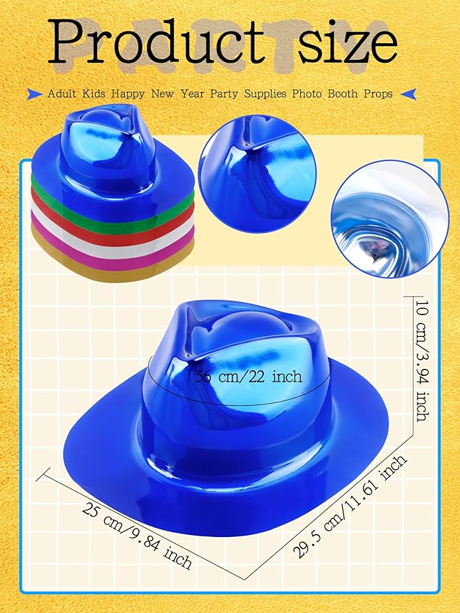 36 Pcs Party Gangster Hats Plastic Party Hats Bulk Fedora Party Hats for Kids Adults Cosplay Photo Booth Supplies