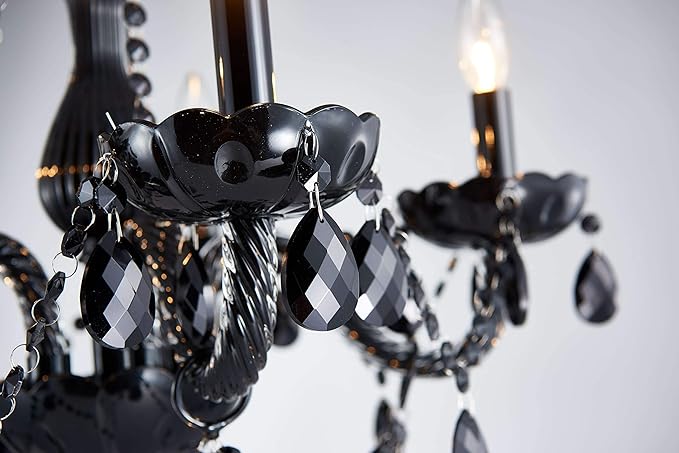 Saint Mossi Modern K9 Crystal Chandelier,Black Chandelier with 5 Lights E12 Base, Modern Pendant Ceiling Lighting Fixture for Dining Room,Bedroom,Living Room, D19 x H19 with Max 59" Adjustable Chain