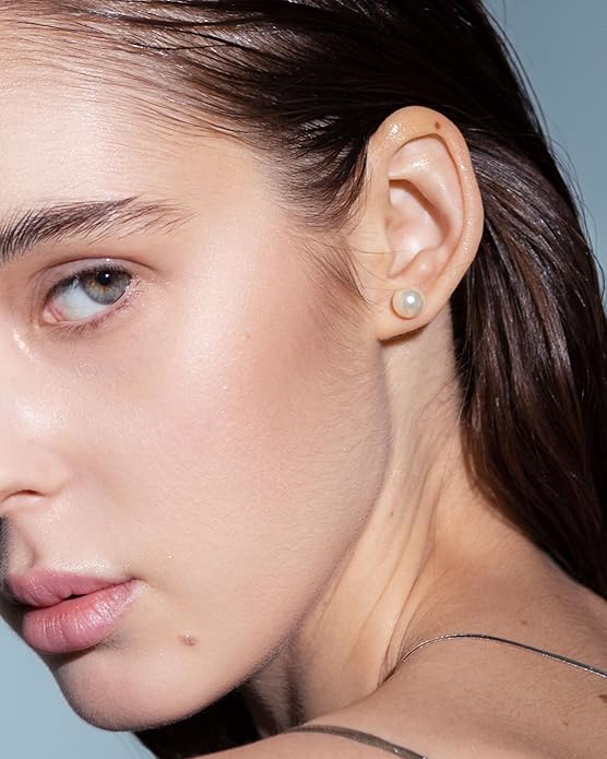Cultured Freshwater Pearl Stud Earrings, 14K Gold Plated S925 Silver Women Pearl Stud, Gift for Birthday Mothers Day, Christmas, Anniversary